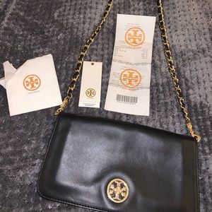 Tory Burch Adalyn Clutch Black Leather